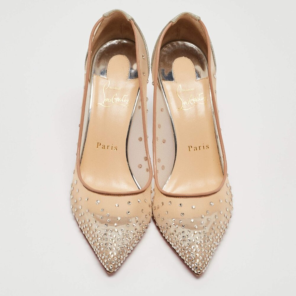 Christian Louboutin Nude Mesh Crystal Pumps - Picture 2 of 8